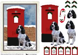 Springer Spaniel Christmas Post Box Scene