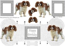 Cavalier Spaniel 3D Decoupage Bone Shaped Card
