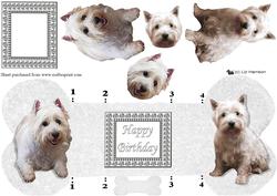 Westie 3D Decoupage Bone Shaped Card
