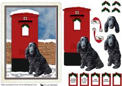 Cocker Spaniel Black Christmas Post Box Scene