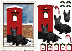 Scottie Dog Christmas Post Box Scene Decoupage