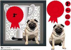 Pug Dog Trophy and Rosette 8x8 Card