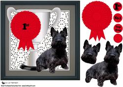 Scottish Terrier Trophy and Rosette 8x8 Card