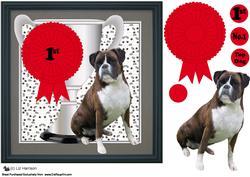 Boxer Dog Trophy and Rosette 8x8 Card