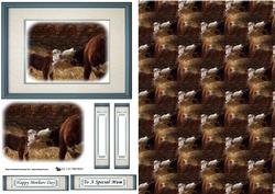 Hereford Cow & Calf Topper Sheet with Background