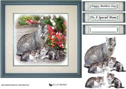 Cat & Kittens 3D Decoupage Sheet