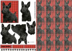Scottie Puppy 3D Decoupage with Background