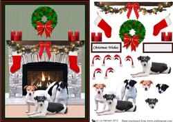 Jack Russell Terrier Christmas Fireplace Scene
