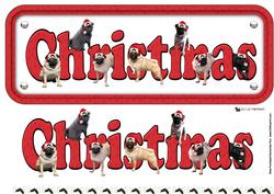 Pug Dog & Hats Christmas Name Sign 3D Decoupage