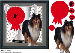 Rough Collie Trophy & Rosette 8x8 Card