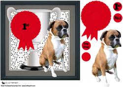 Boxer Dog Trophy & Rosette 8x8 Card