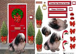 Powlish Lowland Sheepdog Christmas Doorstep Scene