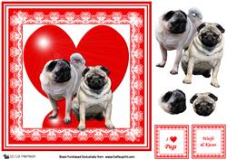 Pug Dog 8x8 Heart 3D Decoupage