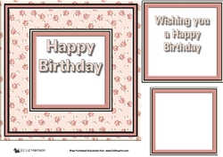 Paw Print Frame Happy Birthday Insert Pink