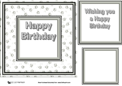 Paw Print Frame Happy Birthday Insert Grey