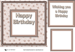 Paw Print Frame Happy Birthday Insert Beige