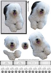 Old English Sheepdog Laid 3D Decoupage