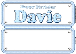 Happy Birthday Davie Border Terrier name Sign Insert