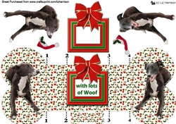 Whippet Christmas Bone shaped card