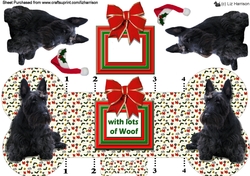 Scottie Dog Christmas Bone shaped card