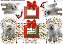 Westie Christmas Bone shaped card