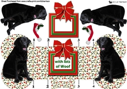 Labrador Retriever Black Christmas Bone shaped card
