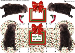 Labrador Retriever Chocolate Christmas Bone shaped card