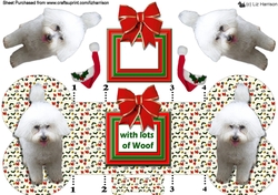 Bichon Frise Christmas Bone Shaped Card