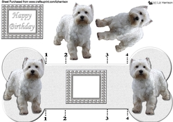 West Highland White Terrier Bone shaped card