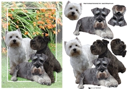 Westie & Schnauzers 3D decoupage scene