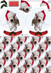 Westie Puppy Christmas Snow Globe & Background