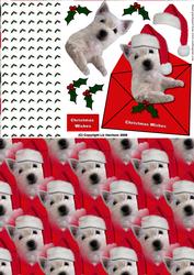 Westie Puppy in a Christmas Envelope Decoupage