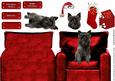 Cairn Terrier in a Christmas Arm Chair