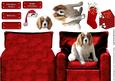 Cavalier King Charles Spaniel in a Christmas Arm Chair