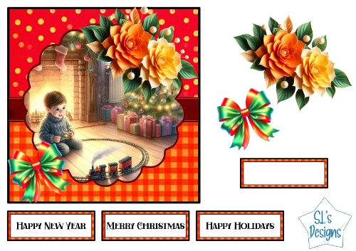 The Little Boy and His Christmas Train Card Topper Set
