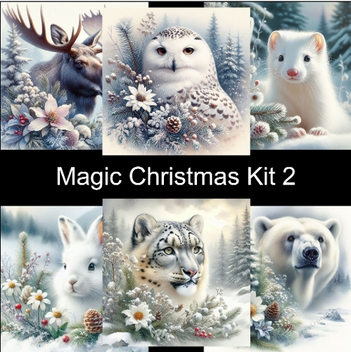 Magic Christmas Wildlife Card Kit 2 | Winter Animals & Snowy Forest | Printable Festive Card Toppers