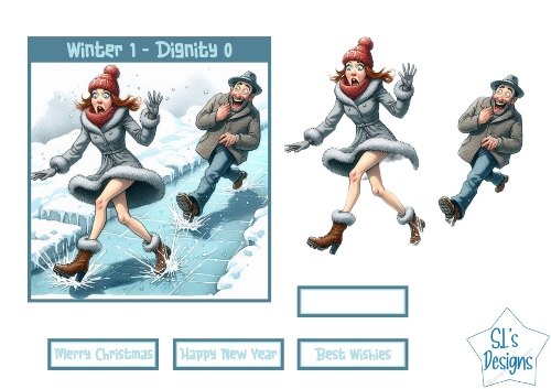 Funny Winter Slip Card Topper – Winter 1, Dignity 0 – Humorous Christmas Card Front, Instant Download Printable