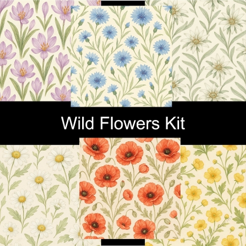 Wild Flowers Digital Paper Kit | Watercolor Floral Scrapbook ...