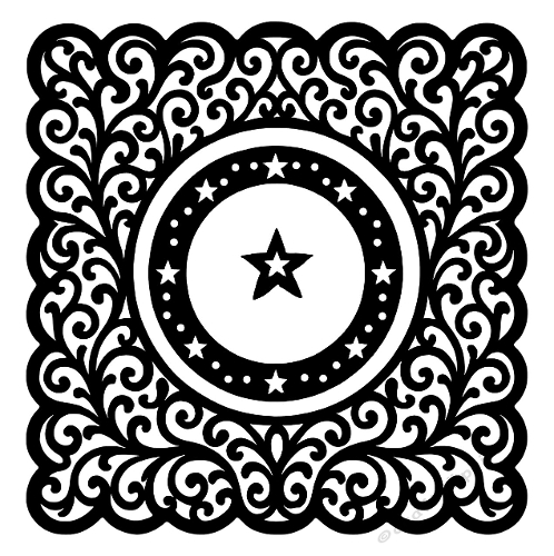 Elegant Lace Square Frame with Star Center Die-Cut
