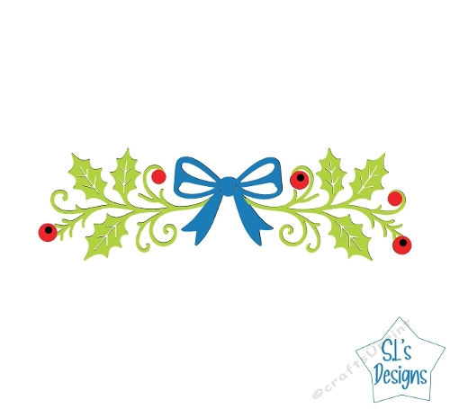 Christmas Holly Border with Bow – Festive Cutting File for Cards, Scrapbooks & Winter Craft Projects
