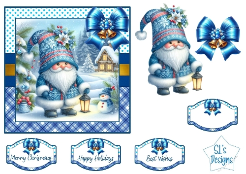 Little Christmas Gnome Card Topper Kit | Cute Winter Gnome Printable | Festive Holiday Cardmaking Set
