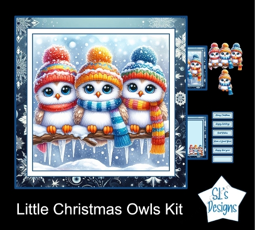 Little Christmas Owls Cardmaking Kit – Cute Winter Owls Topper with ...
