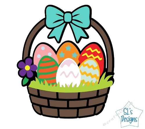 Easter Basket with Decorative Easter Eggs Cut File for Cricut and Silhouette