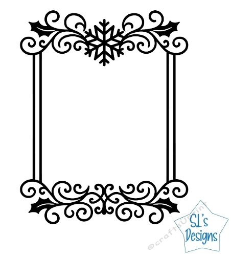 Christmas Rectangular Frame Cutting File, Holly, Swirls & Snowflake, for Cricut & Silhouette