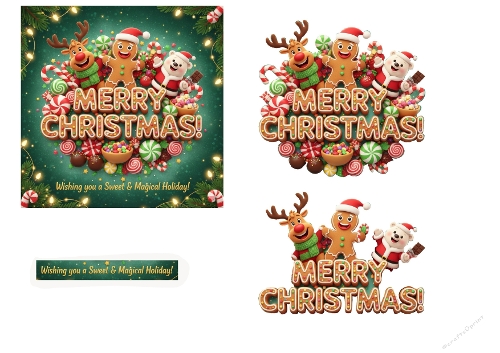 Sweet & Magical Christmas Gingerbread & Friends Festive Clipart Set