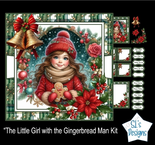 The Little Girl with the Gingerbread Man Christmas Card Making Kit