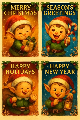 Festive Elf Greetings Panels – Christmas, Holidays & New Year