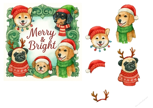 Watercolor Christmas Dogs – Merry & Bright Craft Kit