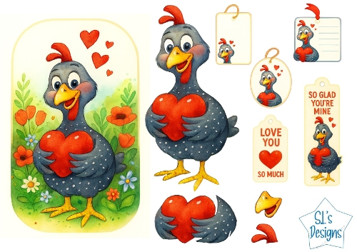 Valentine Bird Tags,  Whimsical Love & Floral Charm
