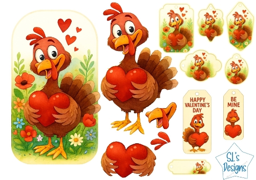 Valentine Turkey Tags, Funny, Festive & Full of Love